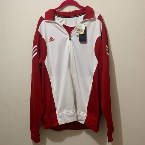 adidas Other - 2 piece set Adidas, size XL, climalite red and white workout jacket and pantsNWT